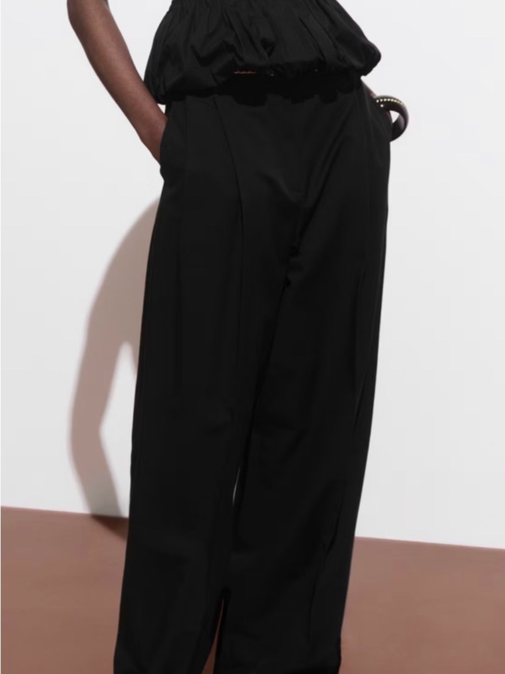 Mango straight-leg cotton pleated pants - Picture 5 of 7
